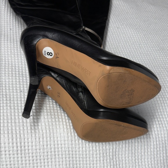 Black Leather Nine West Knee-High Boots - Size 8 - Picture 5 of 5